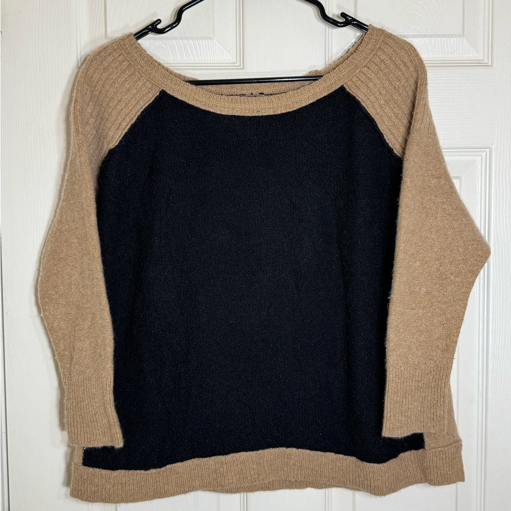 Free People Black and Tan Sweater